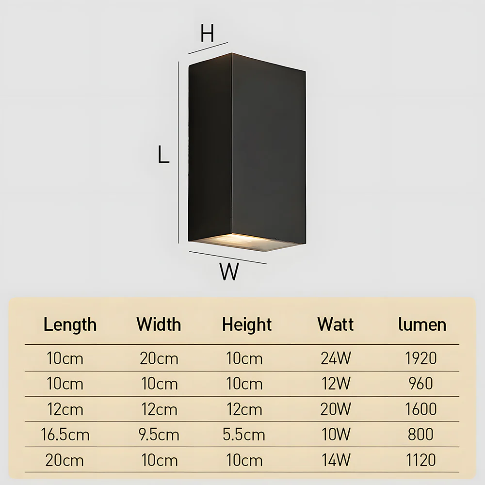 LED Rectangle Black Outdoor Wall Lamp IP65 - Image 15