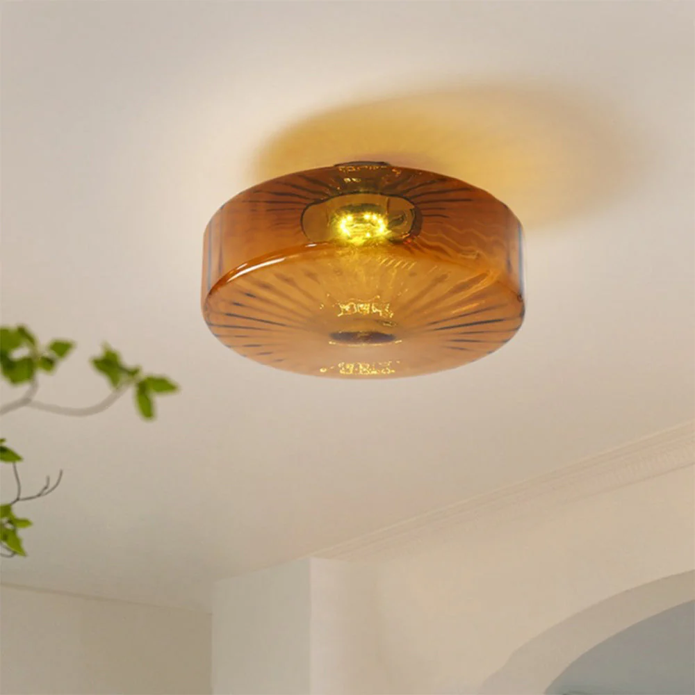 Medieval Glass Corrugated Ceiling Lamp - Image 5