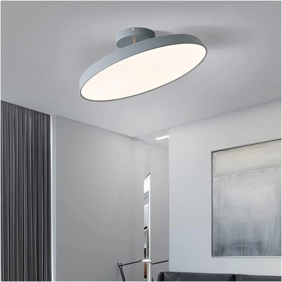 Minimalism White LED Semi-Flush Ceiling Light For Bedroom - Image 19