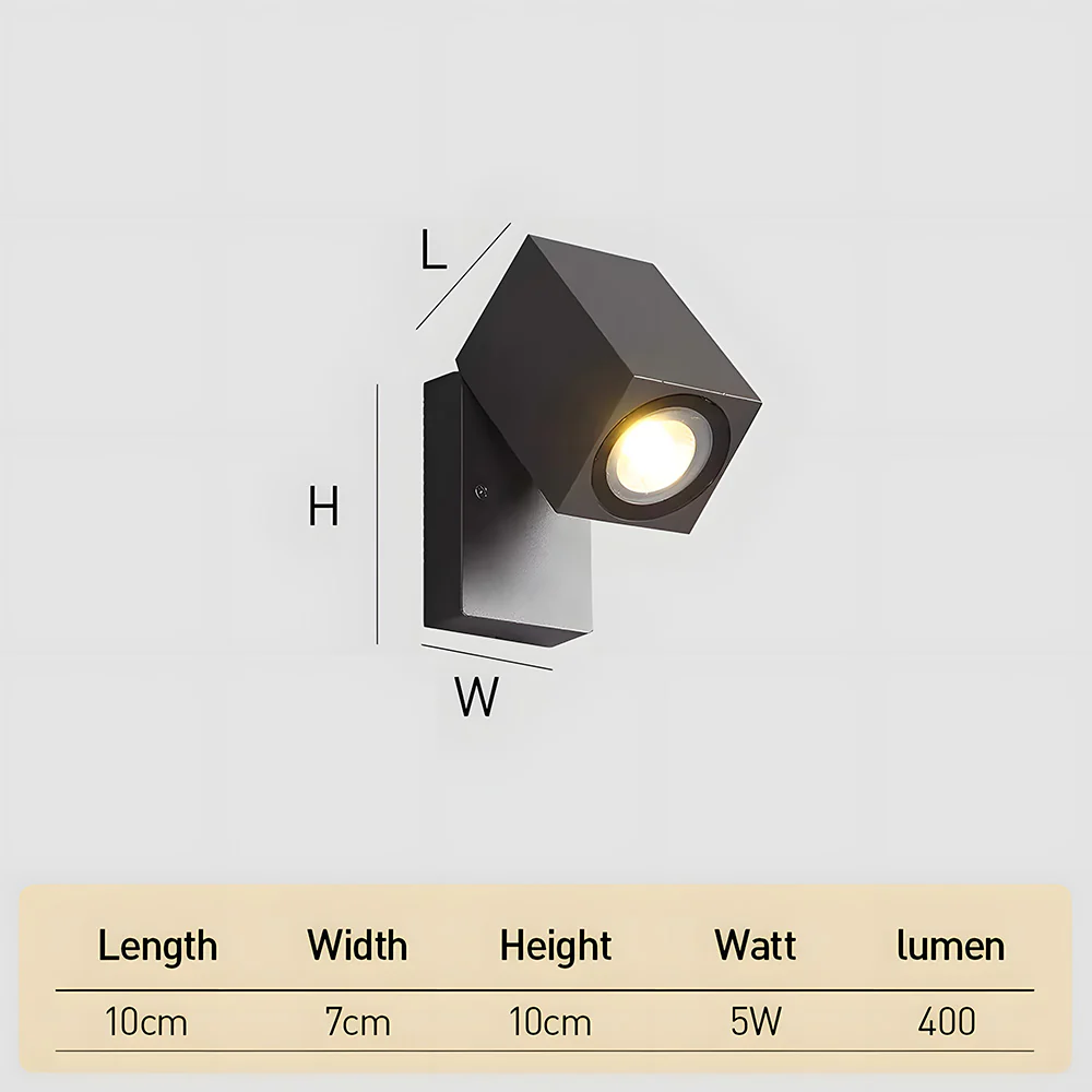 Modern Black Outdoor Rotatable Wall Lamp - Image 8