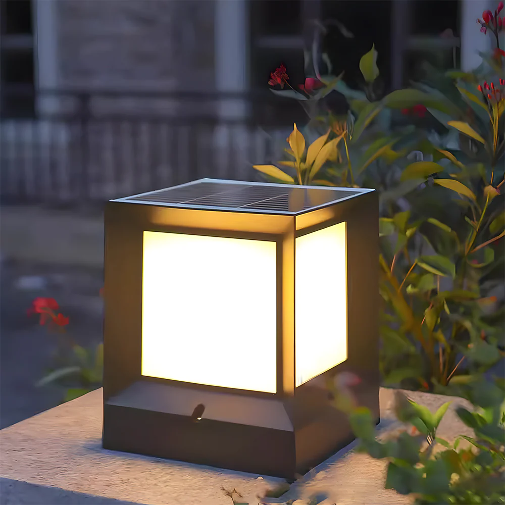 Modern Black Solar Power Outdoor Lantern LED Wall/Floor Lights - Image 5