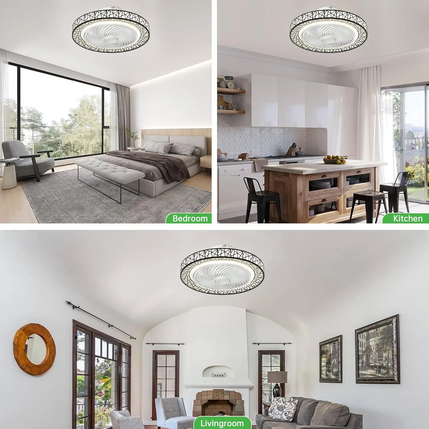 Modern Ceiling Fan with Light for Kids room Kitchen Bedroom, 3 Speed, Low Profile Remote Control - Image 6