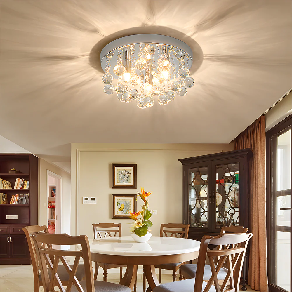 Modern Ceiling lights with Crystal Droplets, Chrome Finish - Image 4