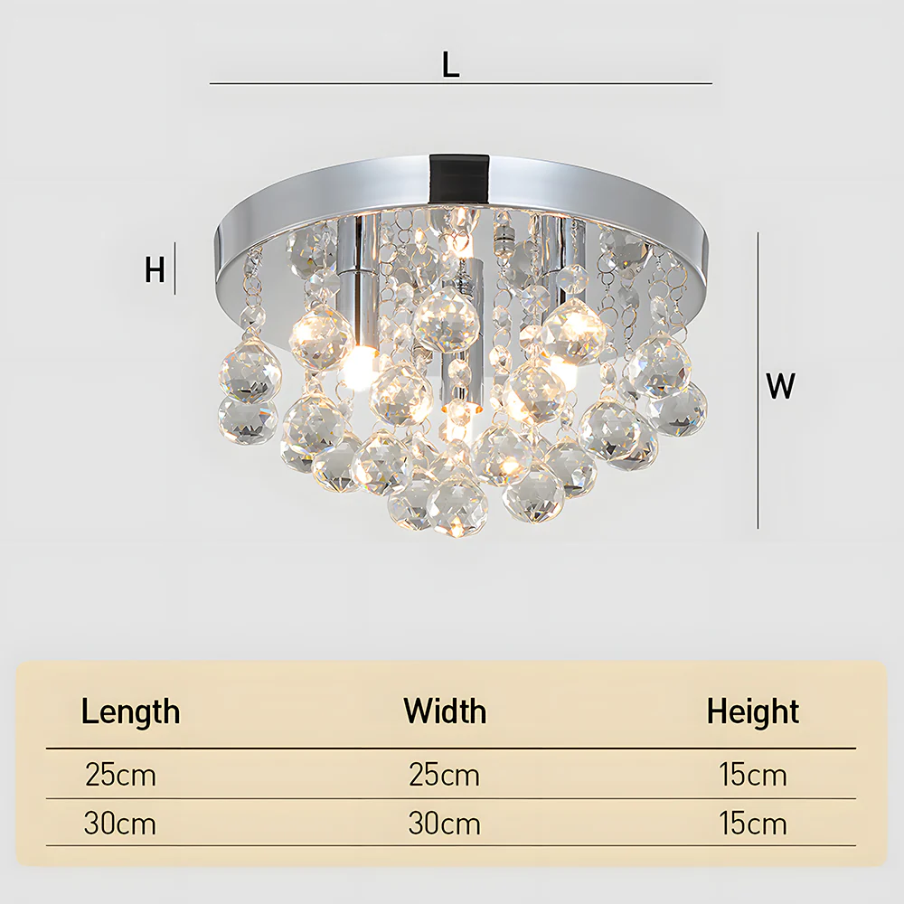 Modern Ceiling lights with Crystal Droplets, Chrome Finish - Image 5