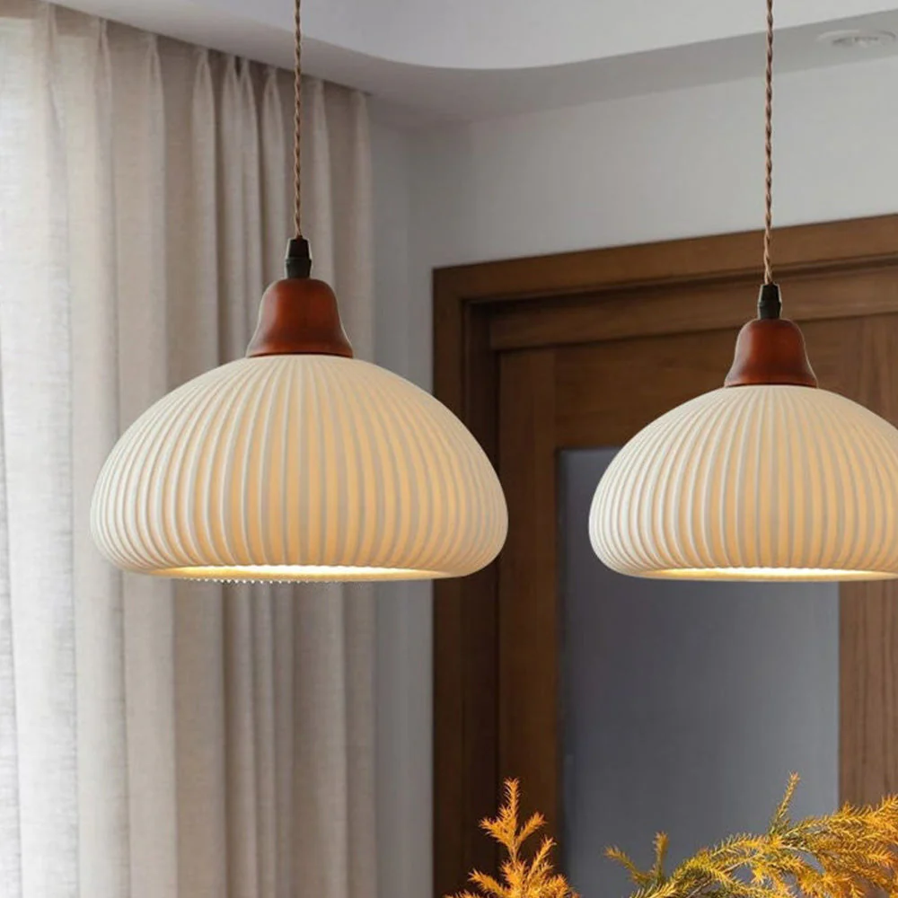 Vintage Nordic Ceramic White Pendant Light For Dining Room - Image 6
