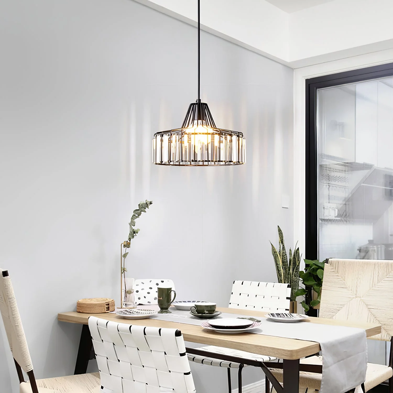 Modern Black Crystal Pendant Light - Image 11