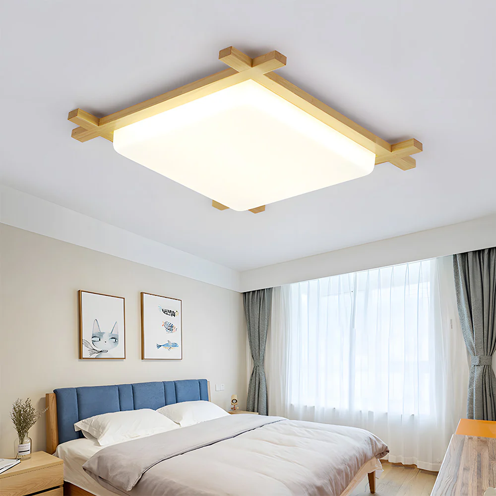 Modern Creative Wood Square LED Ceiling Lights - Image 8