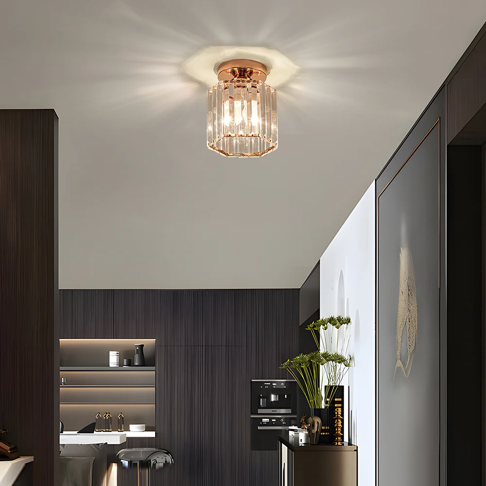 Modern Crystal Semi Flush Ceiling Light For Hallway - Image 7