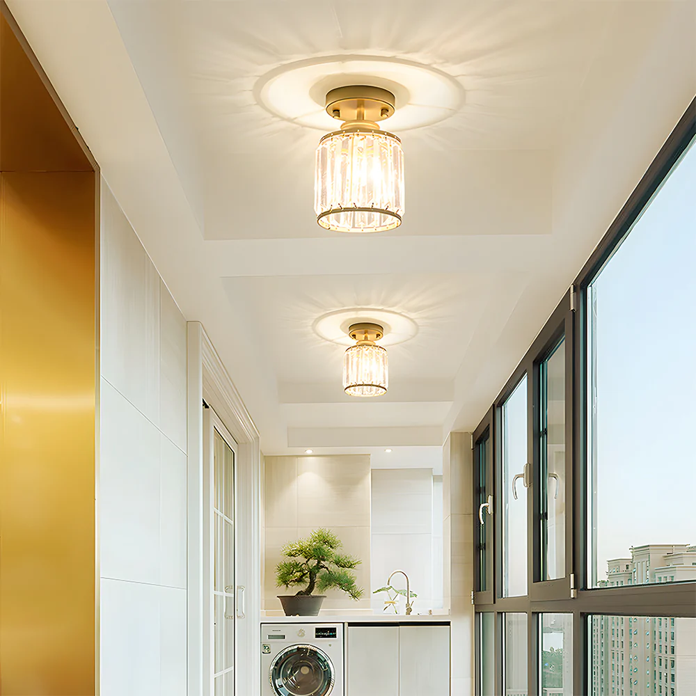 Modern Crystal Semi Flush Mount Hallway Ceiling Light - Image 5