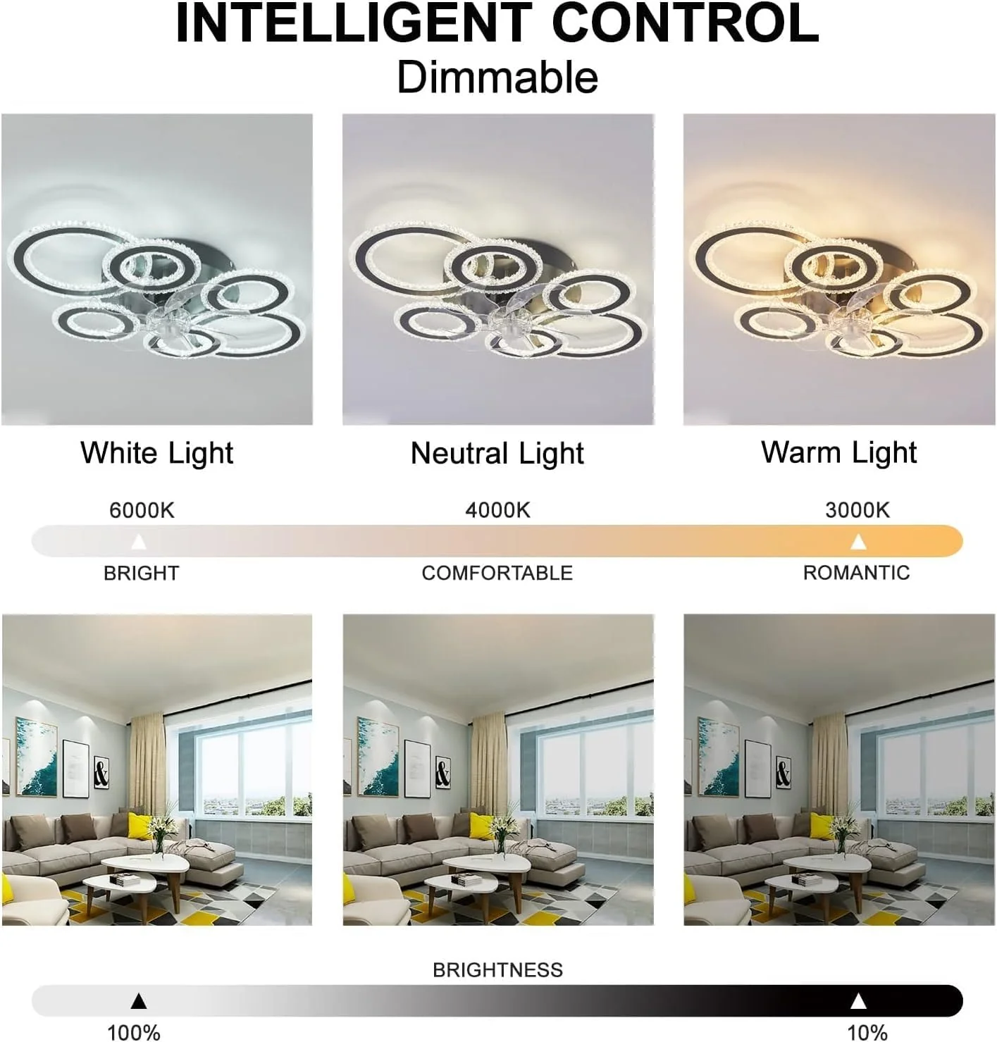 Modern Dimmable DC Motor LED Ceiling Fan with Light for Living Room Bedroom - Image 17