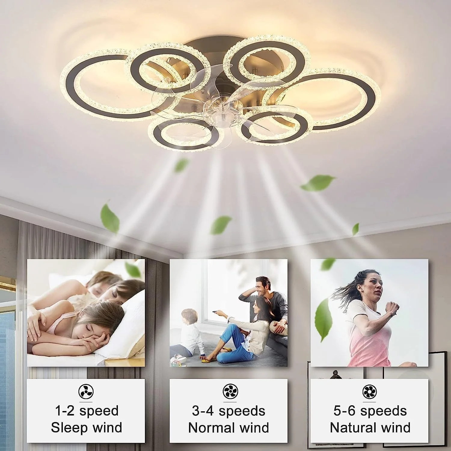 Modern Dimmable DC Motor LED Ceiling Fan with Light for Living Room Bedroom - Image 4