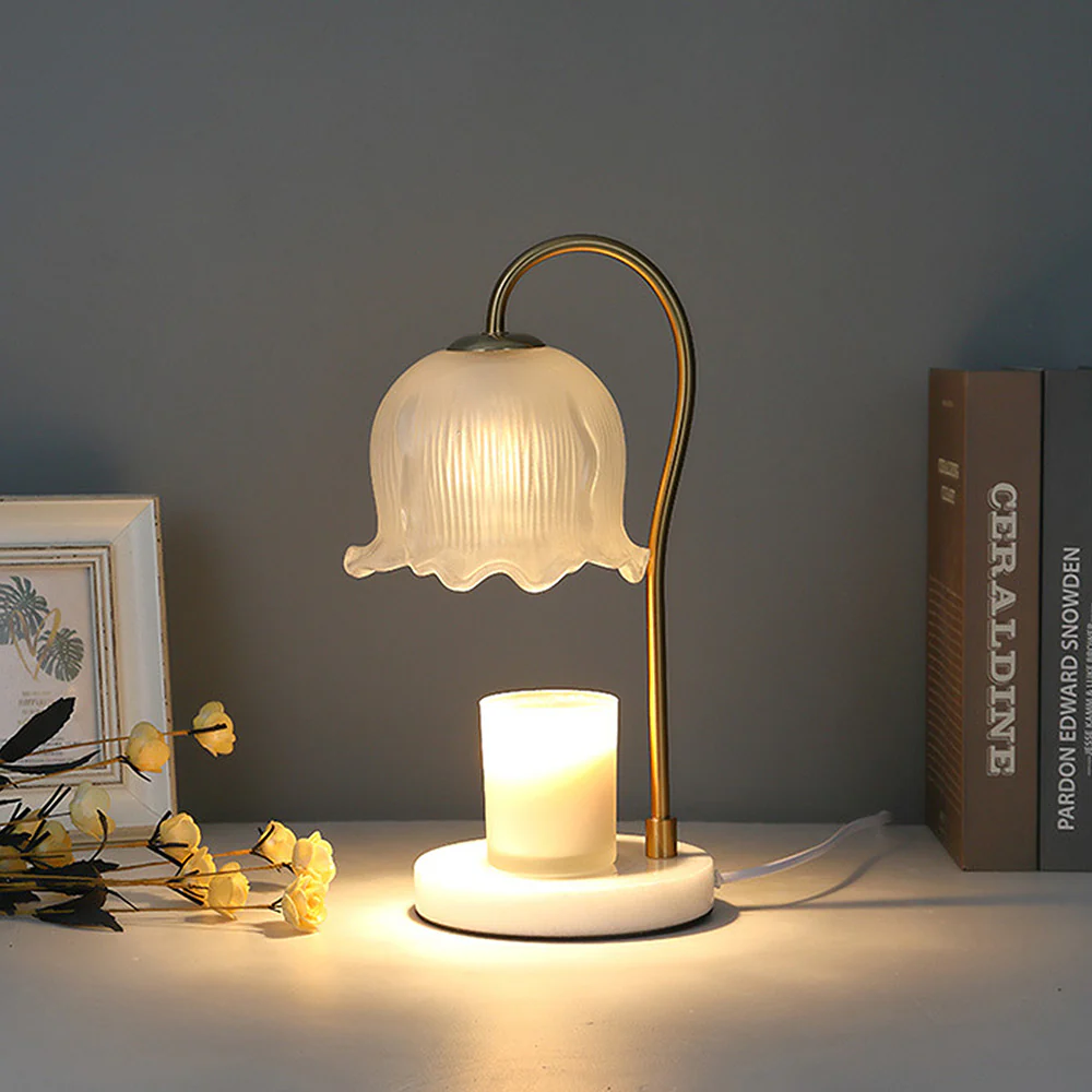 Modern Flower Shape Glass Warming Candle Lamp - Image 4