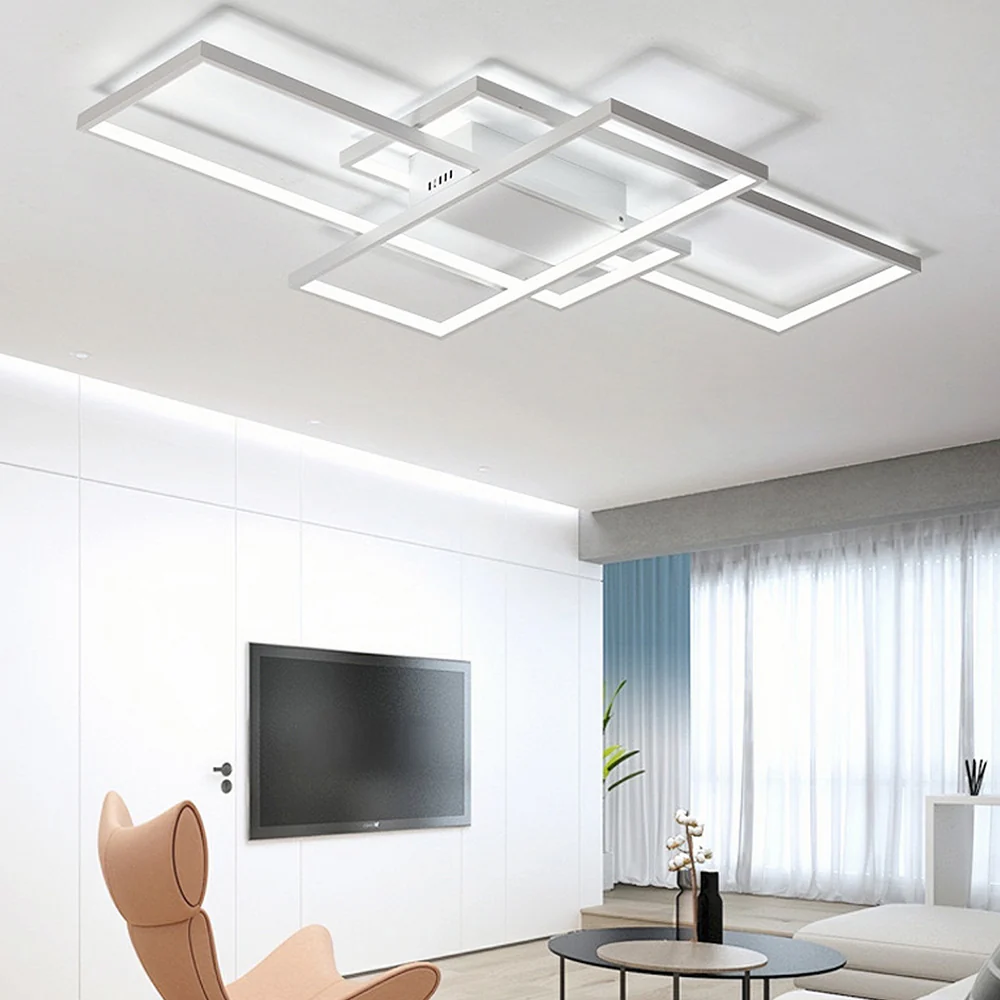 Modern Geometric Aluminum LED Ceiling Lights For Living Room - Image 11
