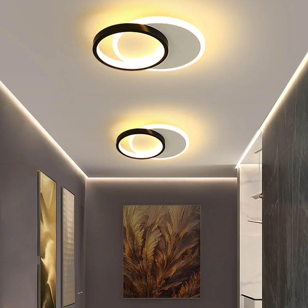 Modern Geometric Iron Black Flush LED Ceiling Lights For Living Room - Image 9
