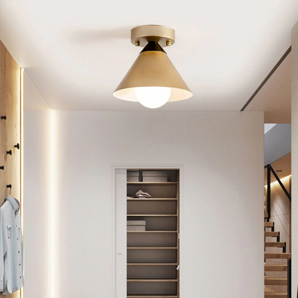 Modern Gold Flush Ceiling Light For Hallway - Image 3