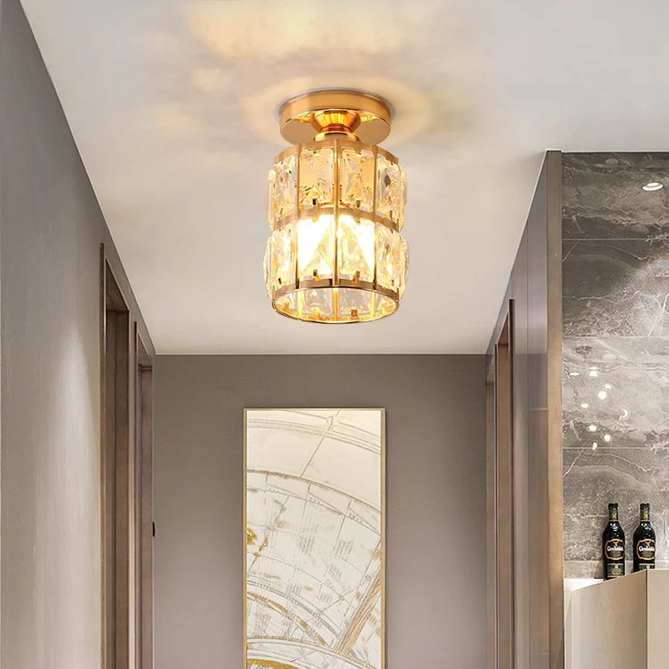 Modern Gold Glass Semi-Flush Hallway Light Fixture - Image 8