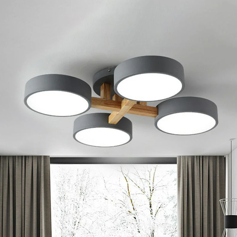 Modern Iron Wood LED Bedroom Ceiling Light - Image 18