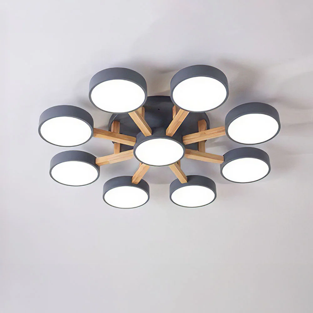 Modern Iron Wood LED Bedroom Ceiling Light - Image 27