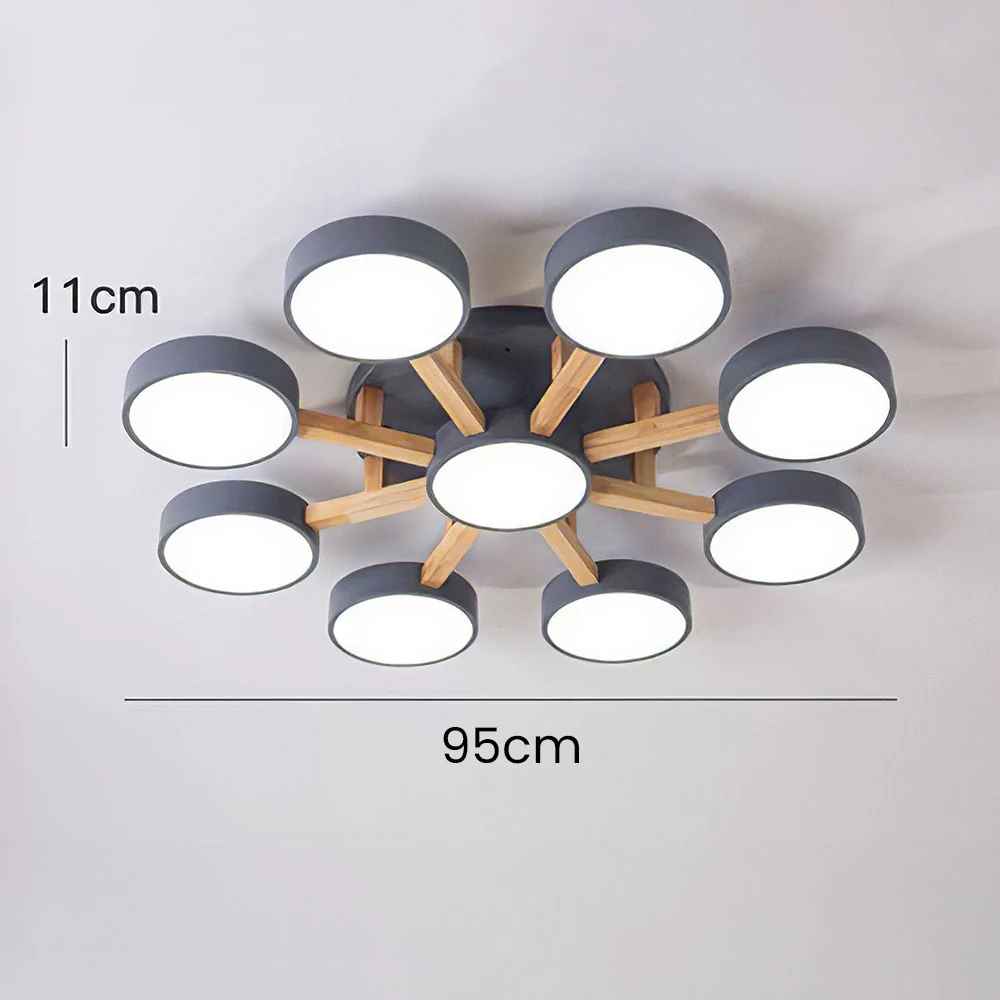 Modern Iron Wood LED Bedroom Ceiling Light - Image 28