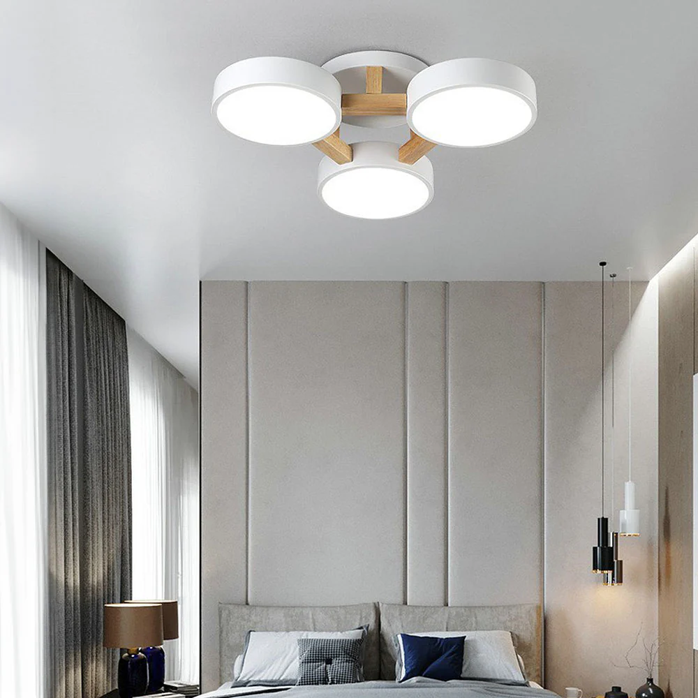 Modern Iron Wood LED Bedroom Ceiling Light - Image 29