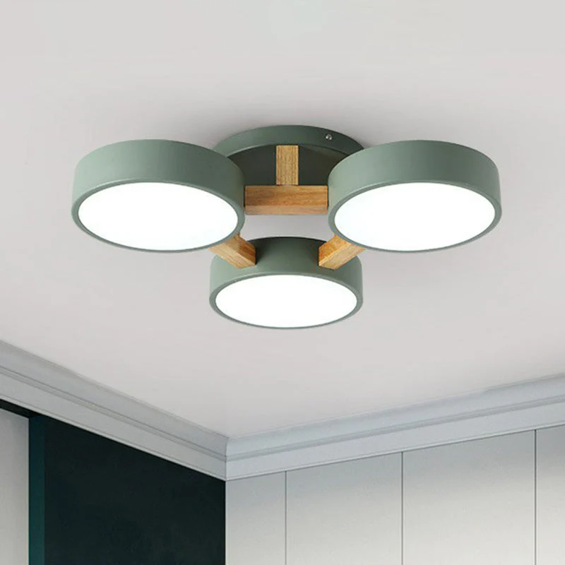 Modern Iron Wood LED Bedroom Ceiling Light - Image 4