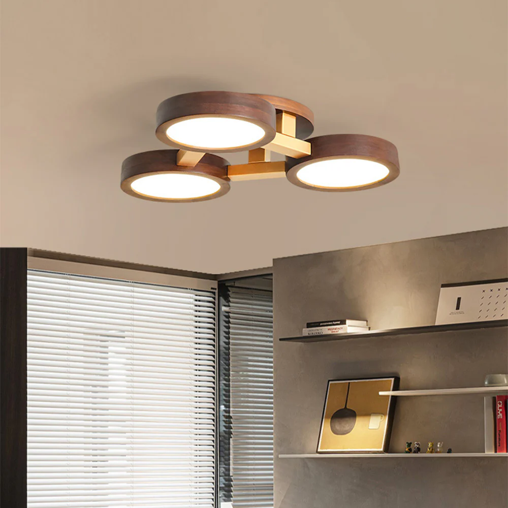 Modern Iron Wood LED Bedroom Ceiling Light - Image 43