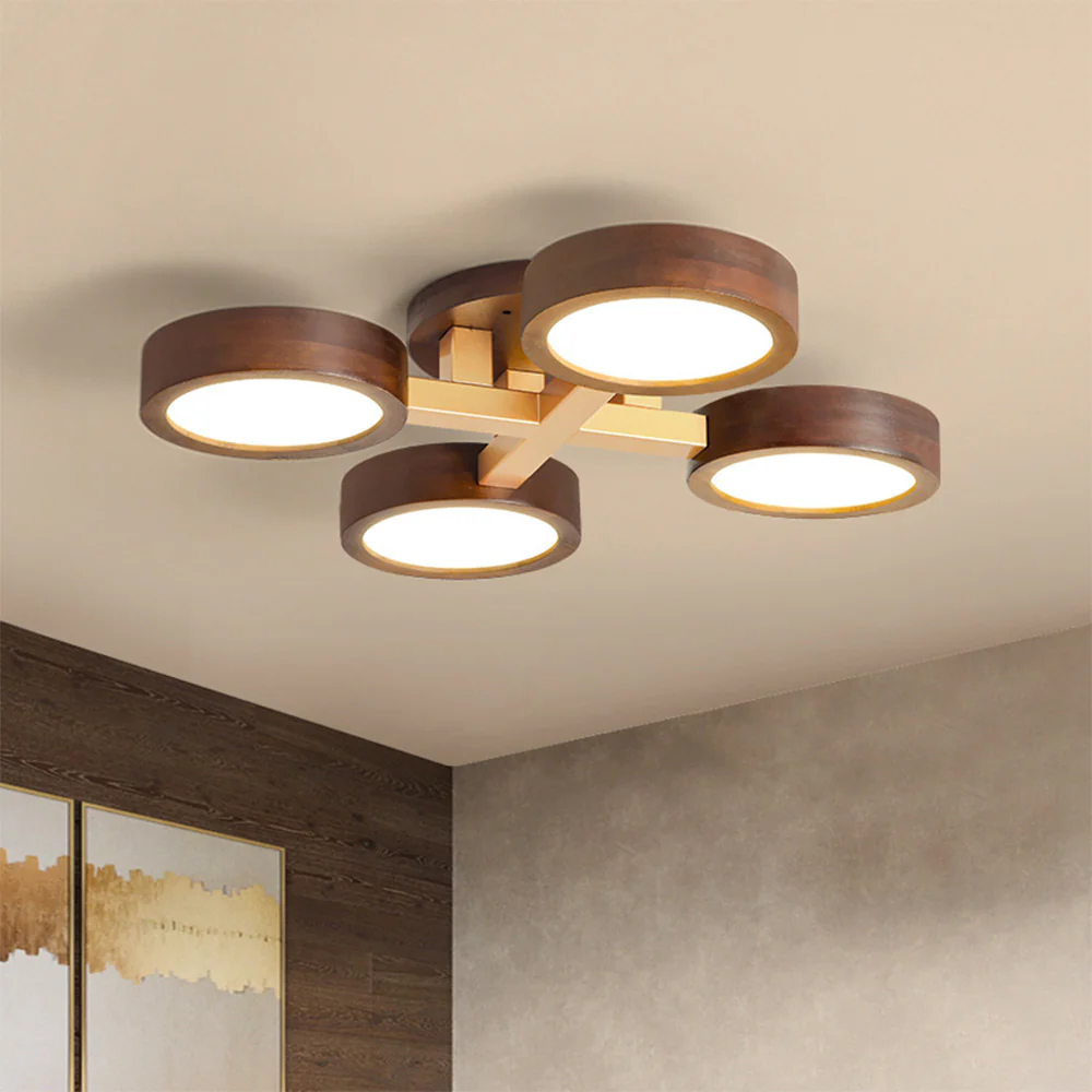 Modern Iron Wood LED Bedroom Ceiling Light - Image 47