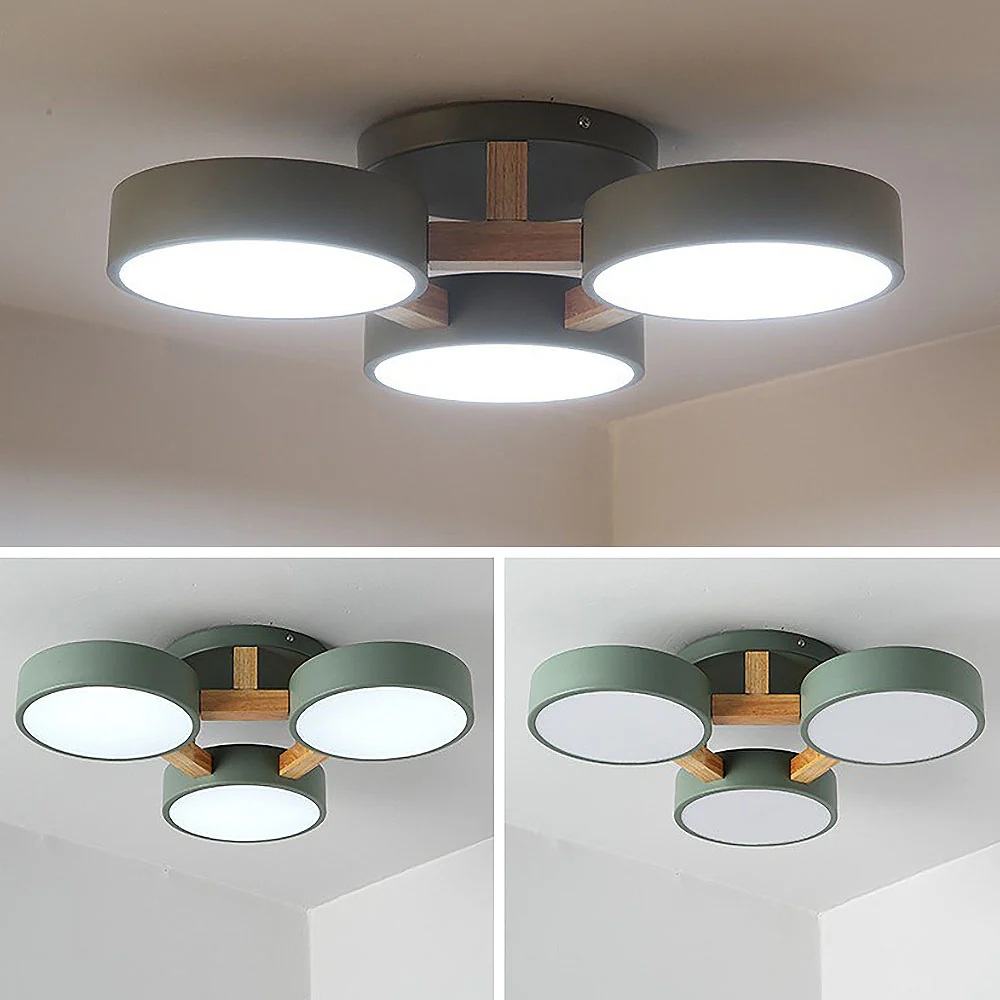 Modern Iron Wood LED Bedroom Ceiling Light - Image 6