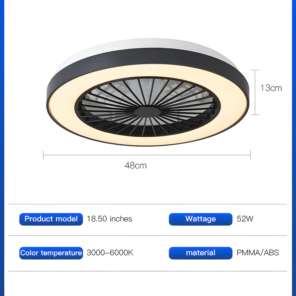 Modern LED 6-Speed Adjustable Ceiling Fan Light, Dimmable - Image 6