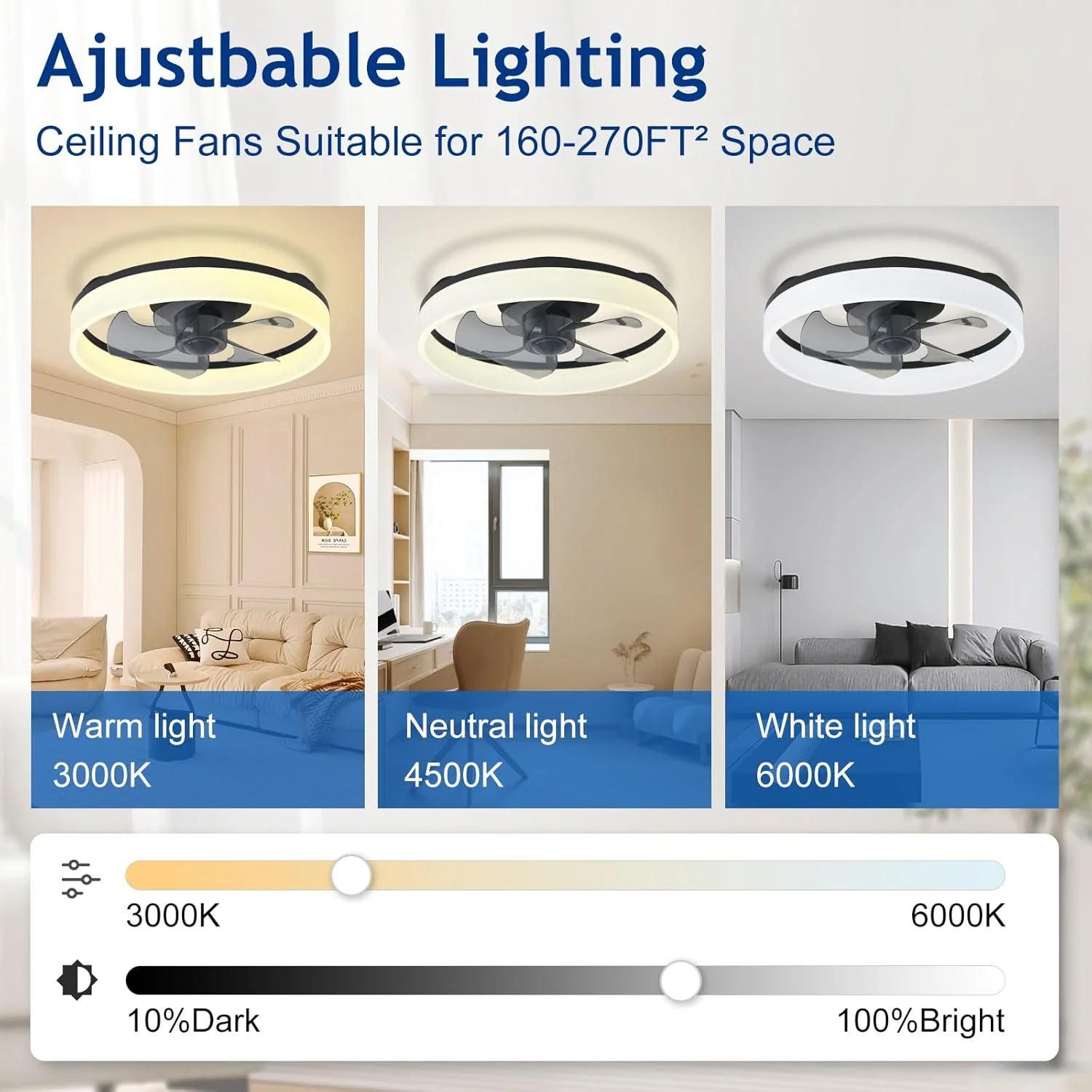 Modern LED Ceiling Fan with Light Remote Control Ceiling Fan for Living Room Dining Room - Image 4