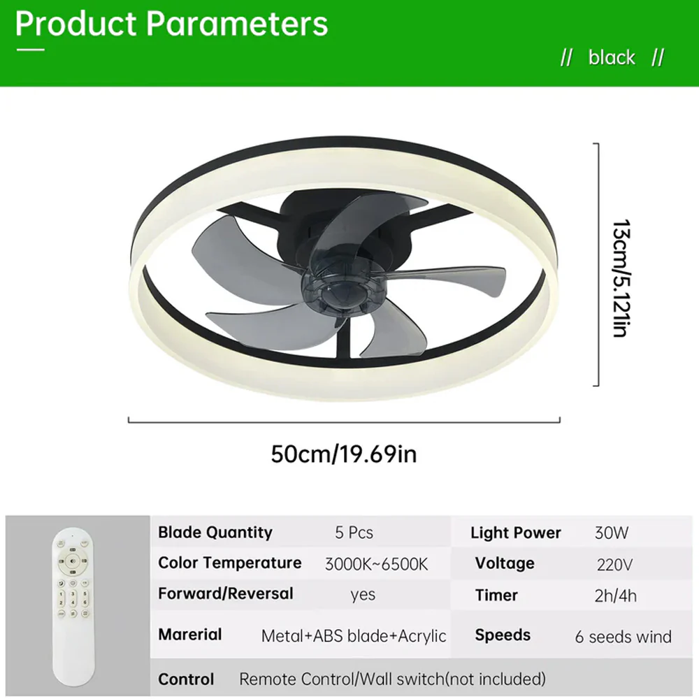 Modern LED Ceiling Fan with Light Remote Control Ceiling Fan for Living Room Dining Room - Image 6