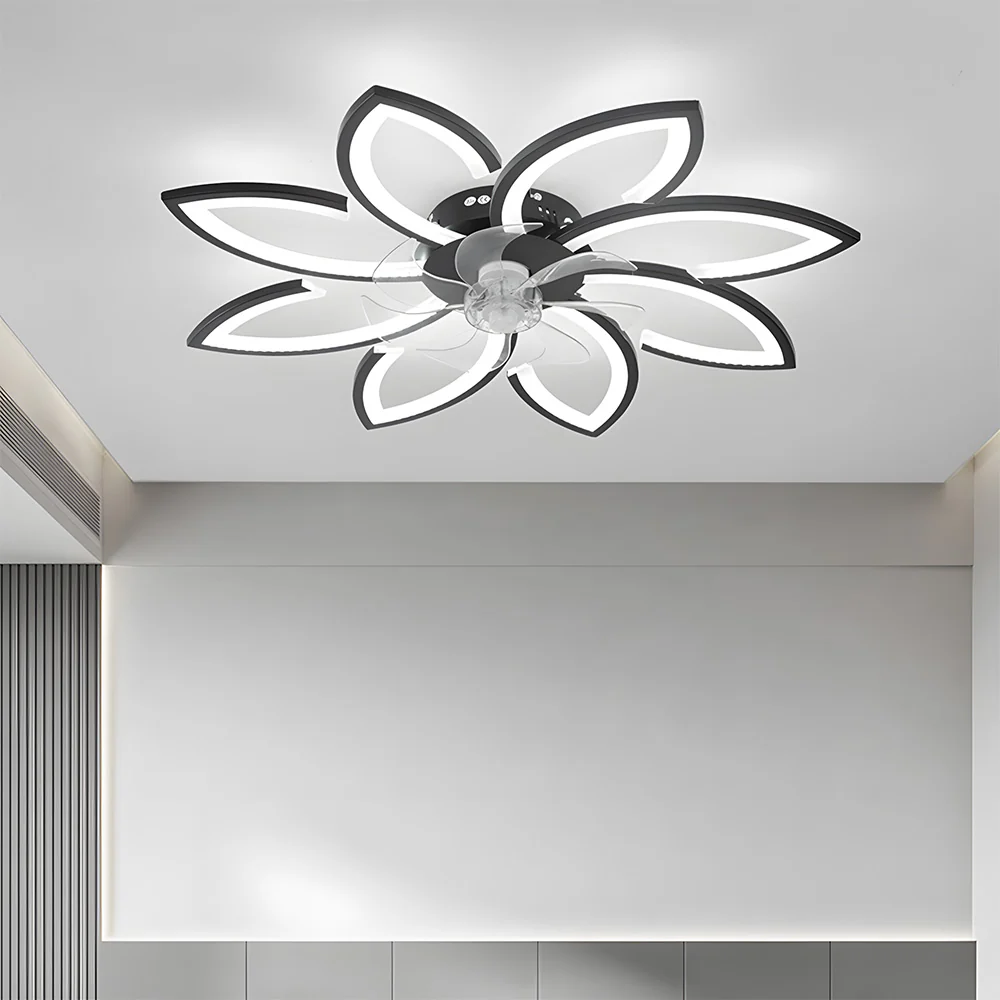 Modern Low Profile Flush Ceiling Fan with Lights, Dimmable, 6-Speed - Image 3