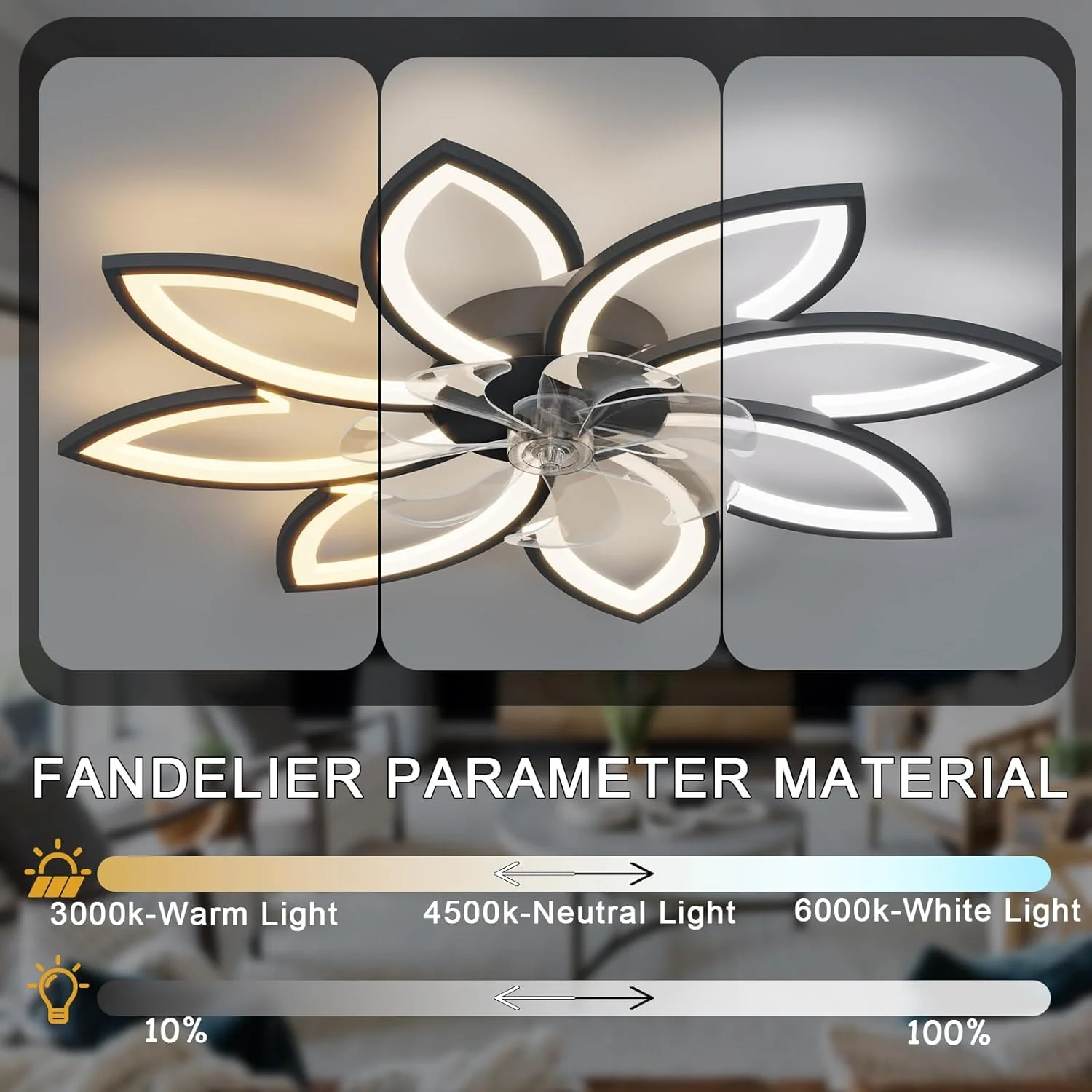 Modern Low Profile Flush Ceiling Fan with Lights, Dimmable, 6-Speed - Image 4