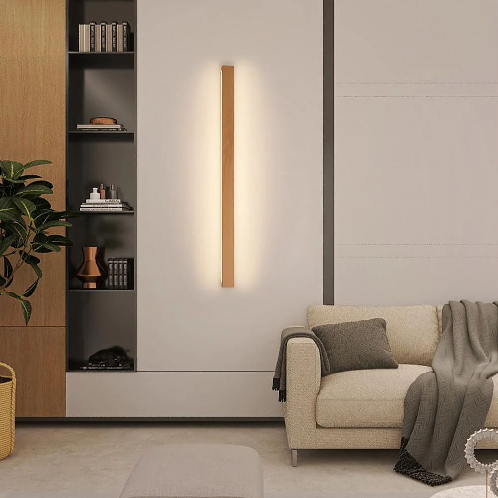 Modern Long Strip Wood LED Wall Lamp - Image 9