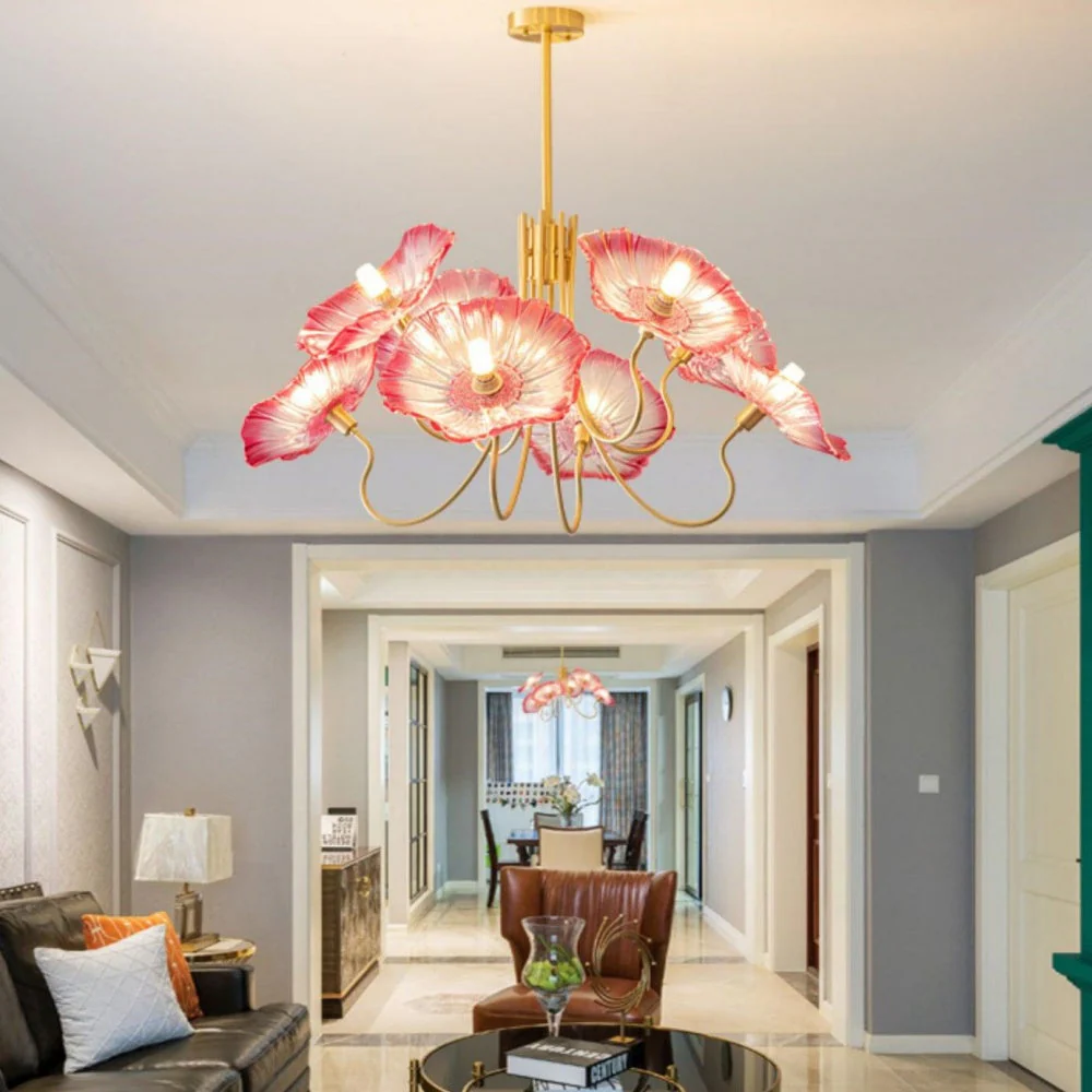 Modern Lotus Leaf Glass Living Room Chandelier - Image 17