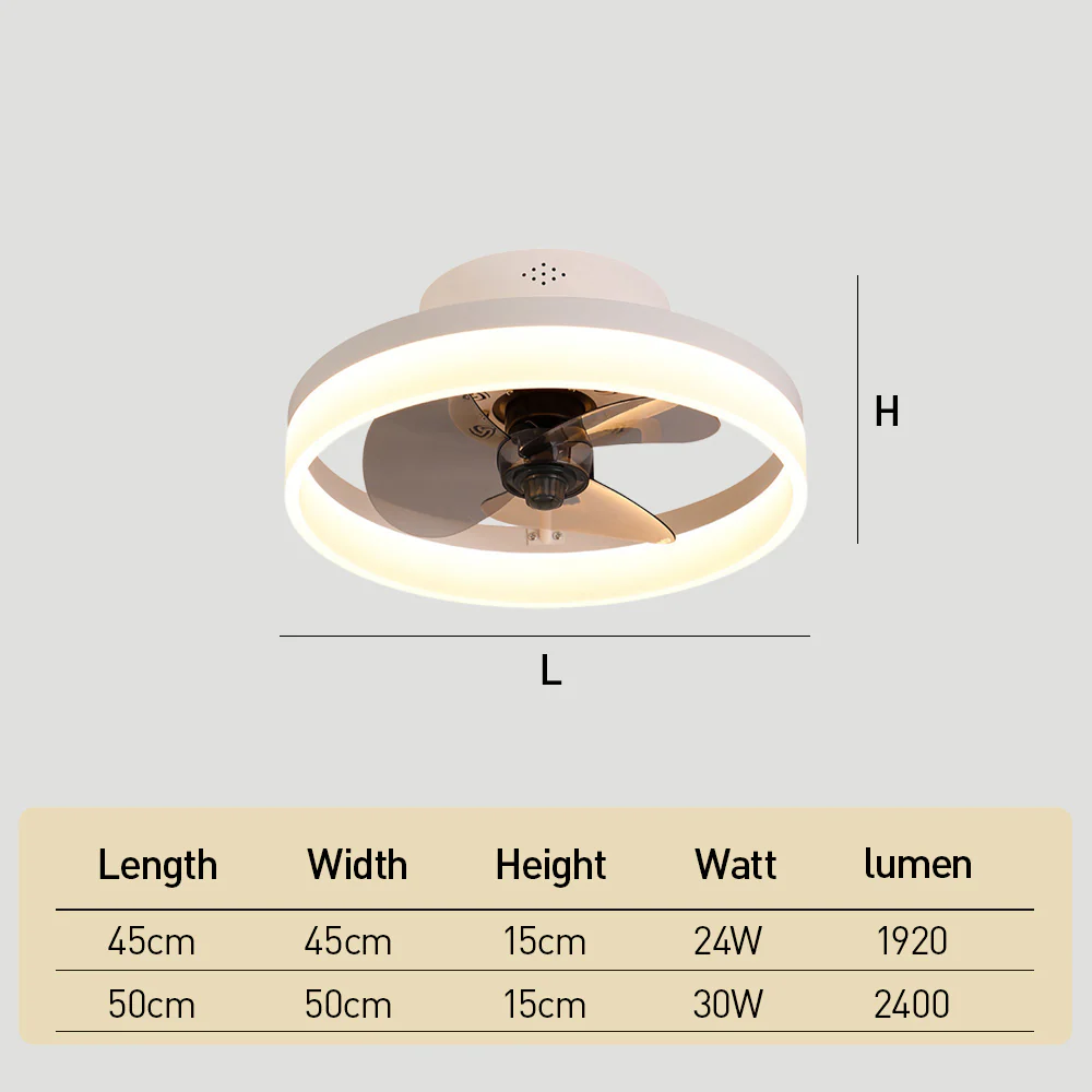 Modern Low Profile Ceiling Fan with Light 6 Speeds Reversible DC Motor Fan Light - Image 9