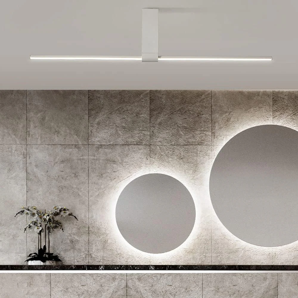 Modern Minimalist Aluminium LED Linear Semi Flush Mount Ceiling Light for Living Room Bedroom Hallway - Image 14