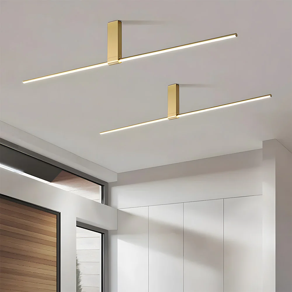 Modern Minimalist Aluminium LED Linear Semi Flush Mount Ceiling Light for Living Room Bedroom Hallway - Image 9