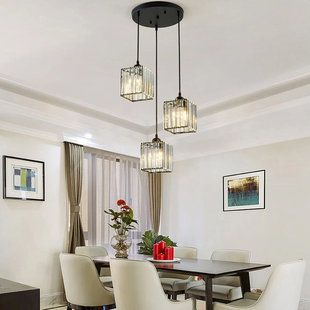 Modern Multi-Head Glass Kitchen Black Pendant Light - Image 21
