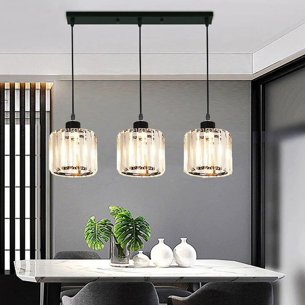 Modern Multi-Head Glass Kitchen Black Pendant Light - Image 29