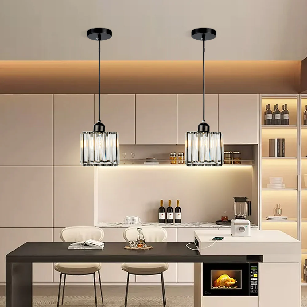 Modern Multi-Head Glass Kitchen Black Pendant Light - Image 3