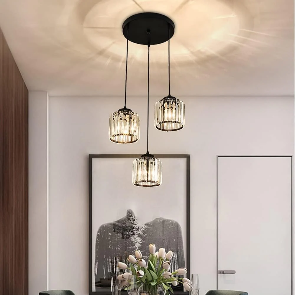 Modern Multi-Head Glass Kitchen Black Pendant Light - Image 32