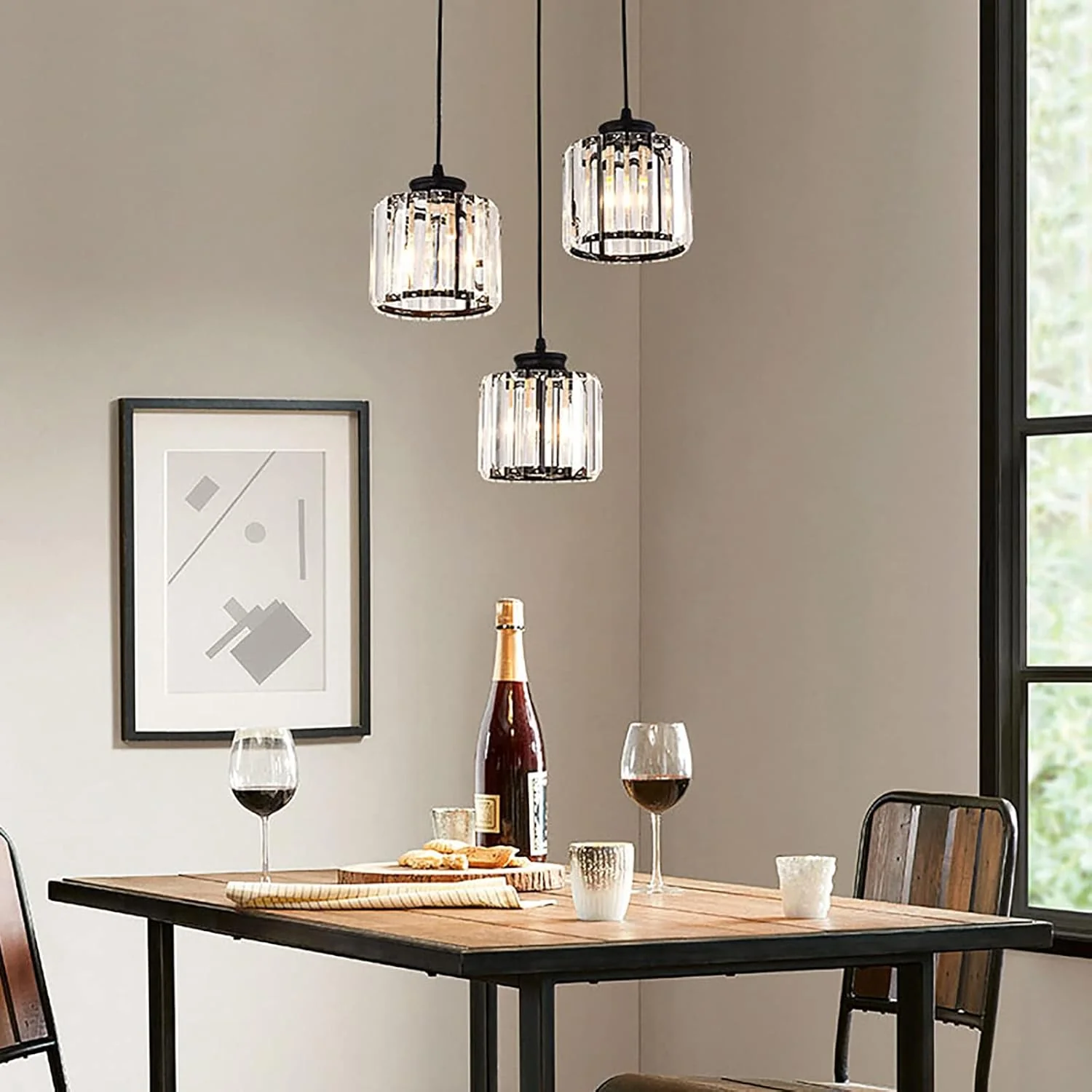 Modern Multi-Head Glass Kitchen Black Pendant Light - Image 35