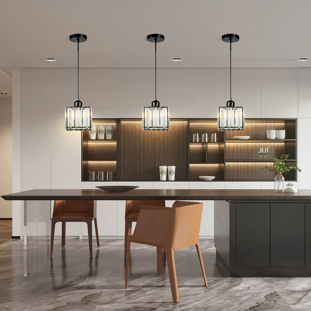 Modern Multi-Head Glass Kitchen Black Pendant Light - Image 5