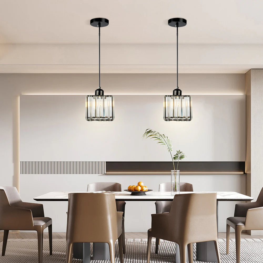 Modern Multi-Head Glass Kitchen Black Pendant Light - Image 6