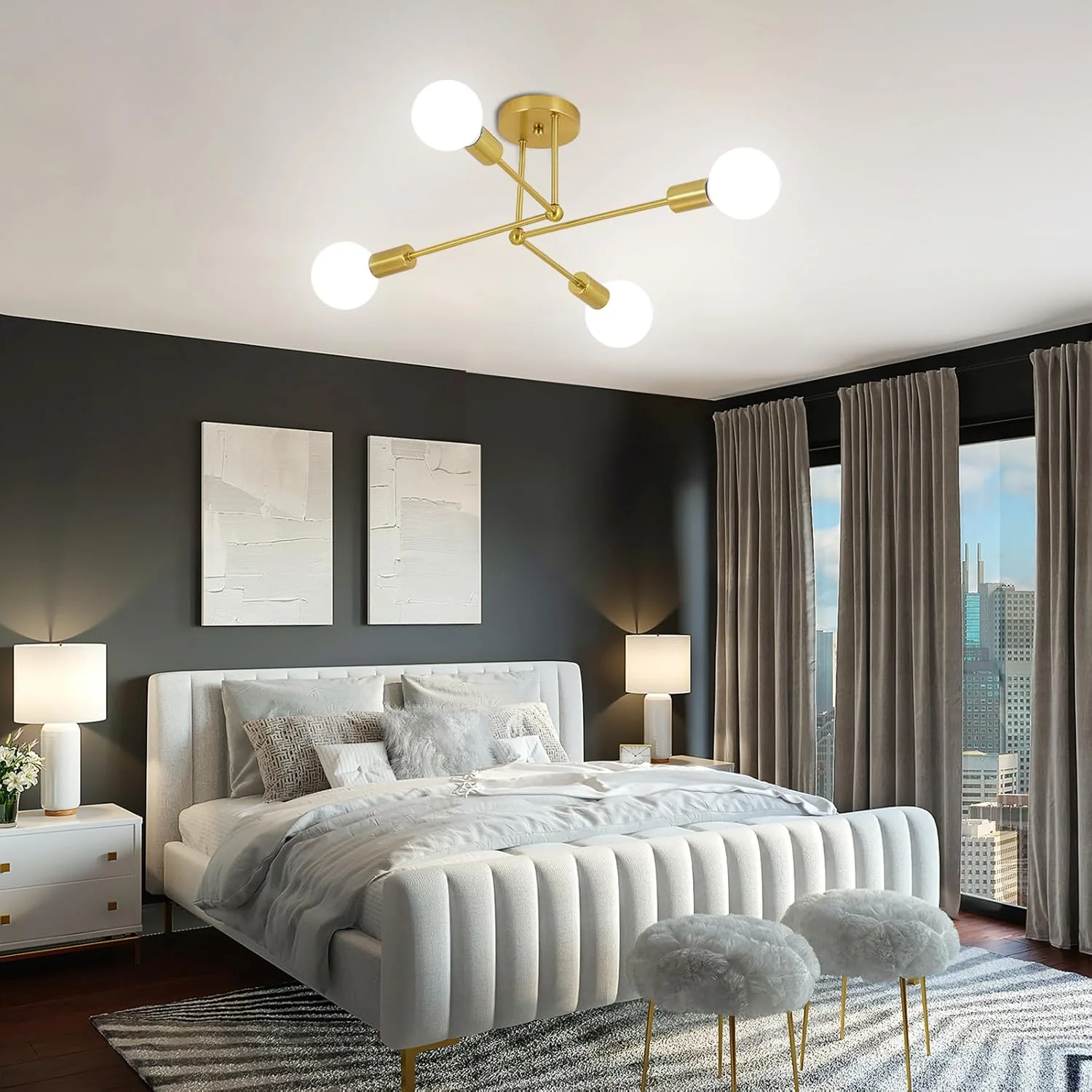 Modern Muti-Lights Stylish Gold Iron Living Room Ceiling Lights - Image 5