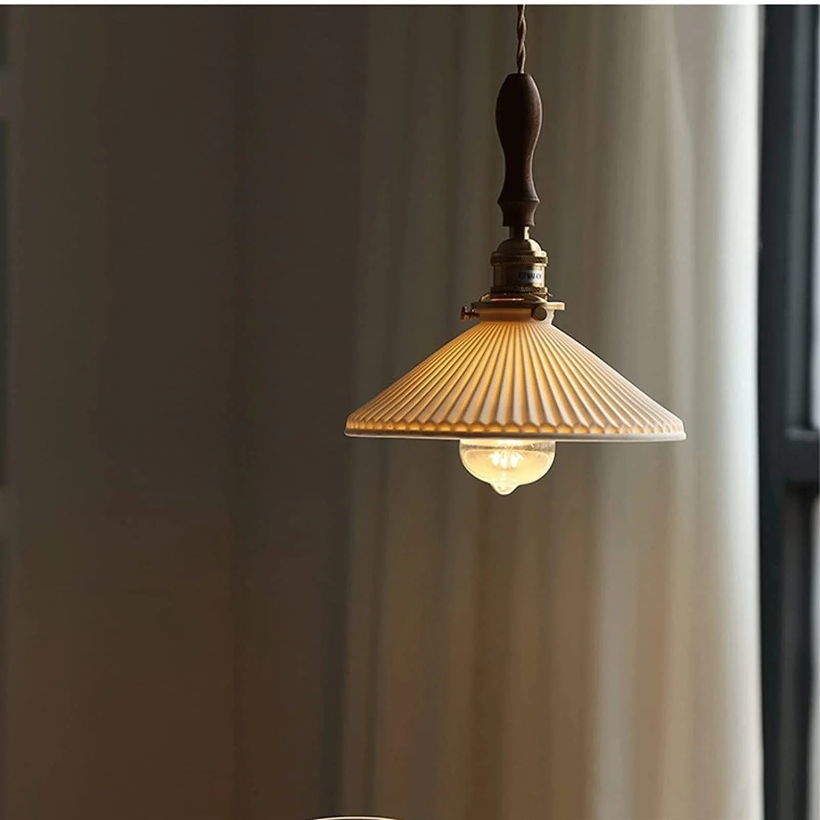 Modern Ceramics Retro Pleated Ceiling Pendant Light - Image 3