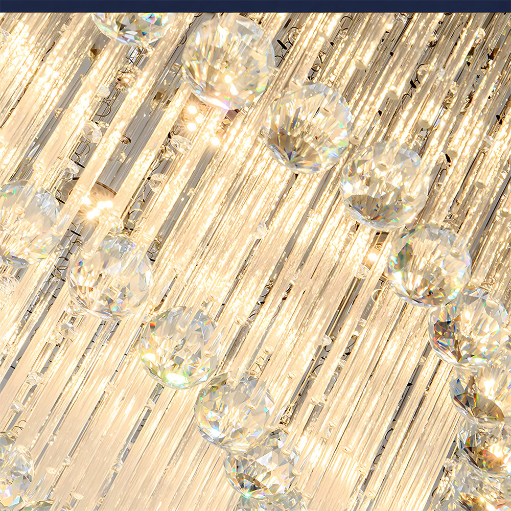 Modern Round Chrome Crystal LED Flush Ceiling Lights - Image 9
