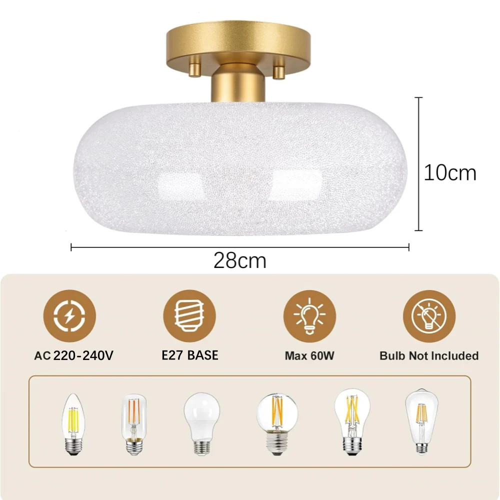 Modern Round Glass Living Room Semi Flush Ceiling Lights - Image 12