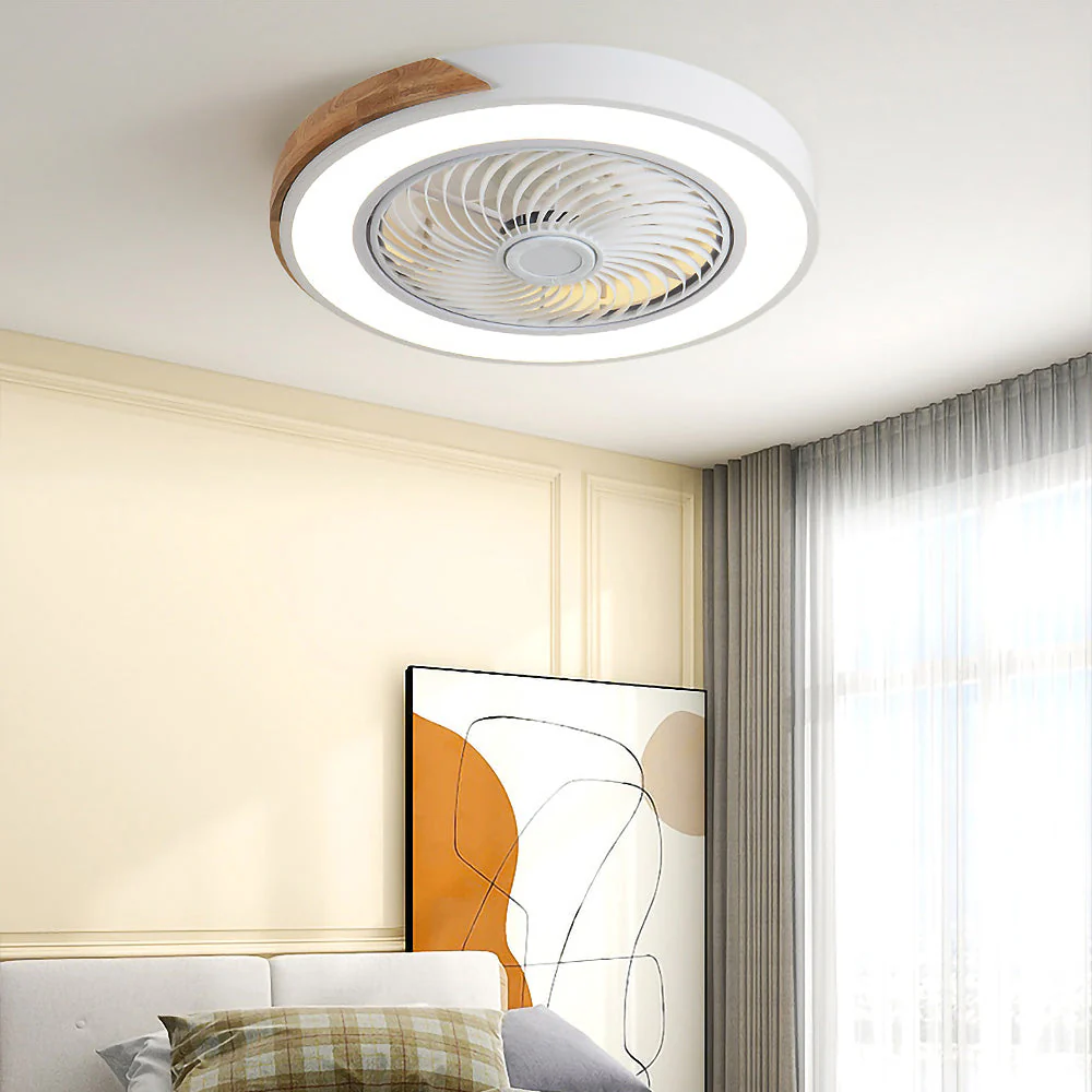 Modern Round Wood Ceiling Fans With LED Lights - Image 3
